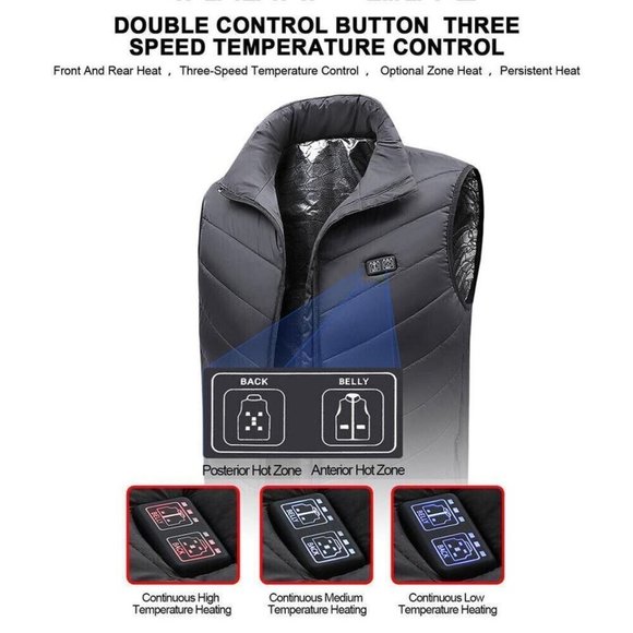 Heated Vest 9 Heating Zones With 10000mAh Battery Pack Electric Heating … - Picture 9 of 14